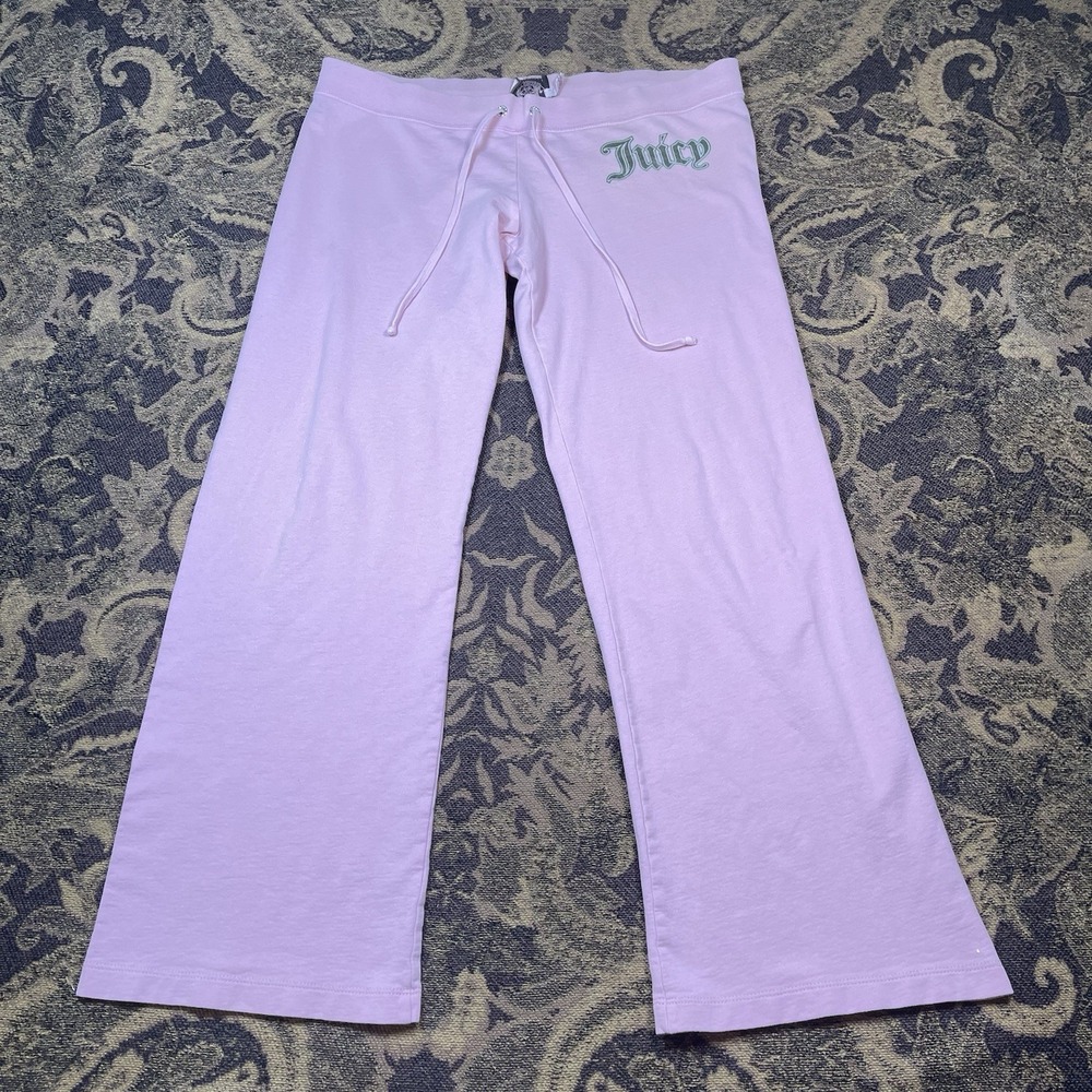 Vtg Juicy Couture Pink Sweatpants Womens Medium Y2K Made in USA Straight Leg
